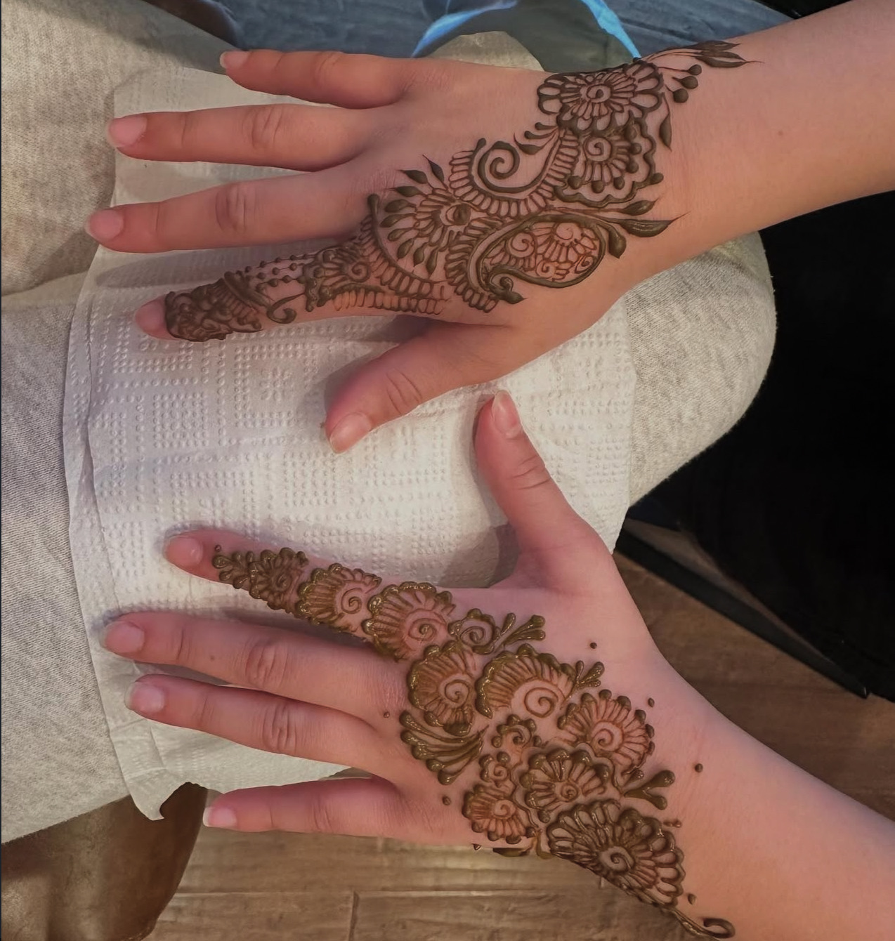 Kids henna floral hand designs Edmonton party