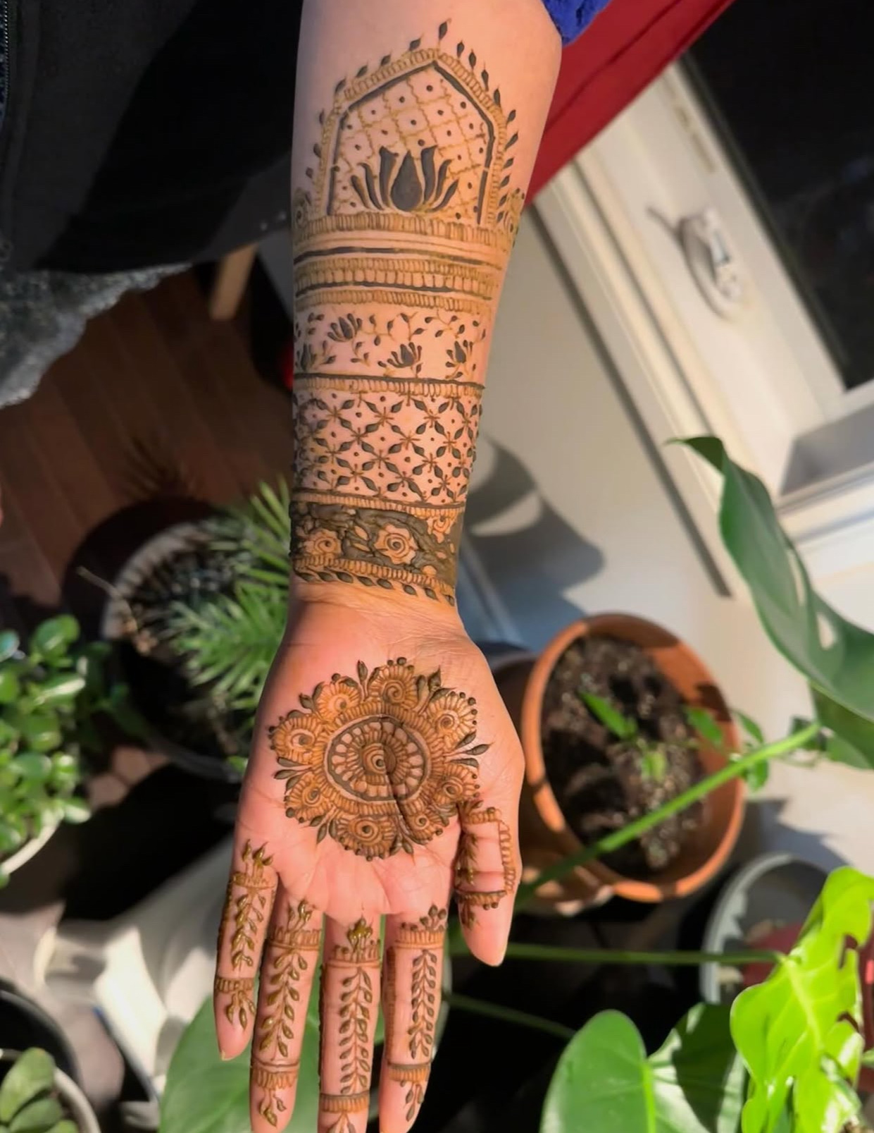 Traditional mehndi lotus arm design Edmonton henna